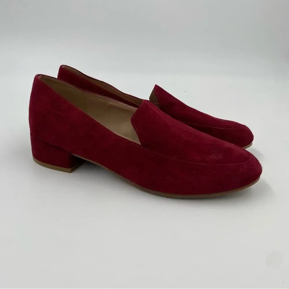 Eileen Fisher Elan Suede Loafers in Deep Claret Size 7